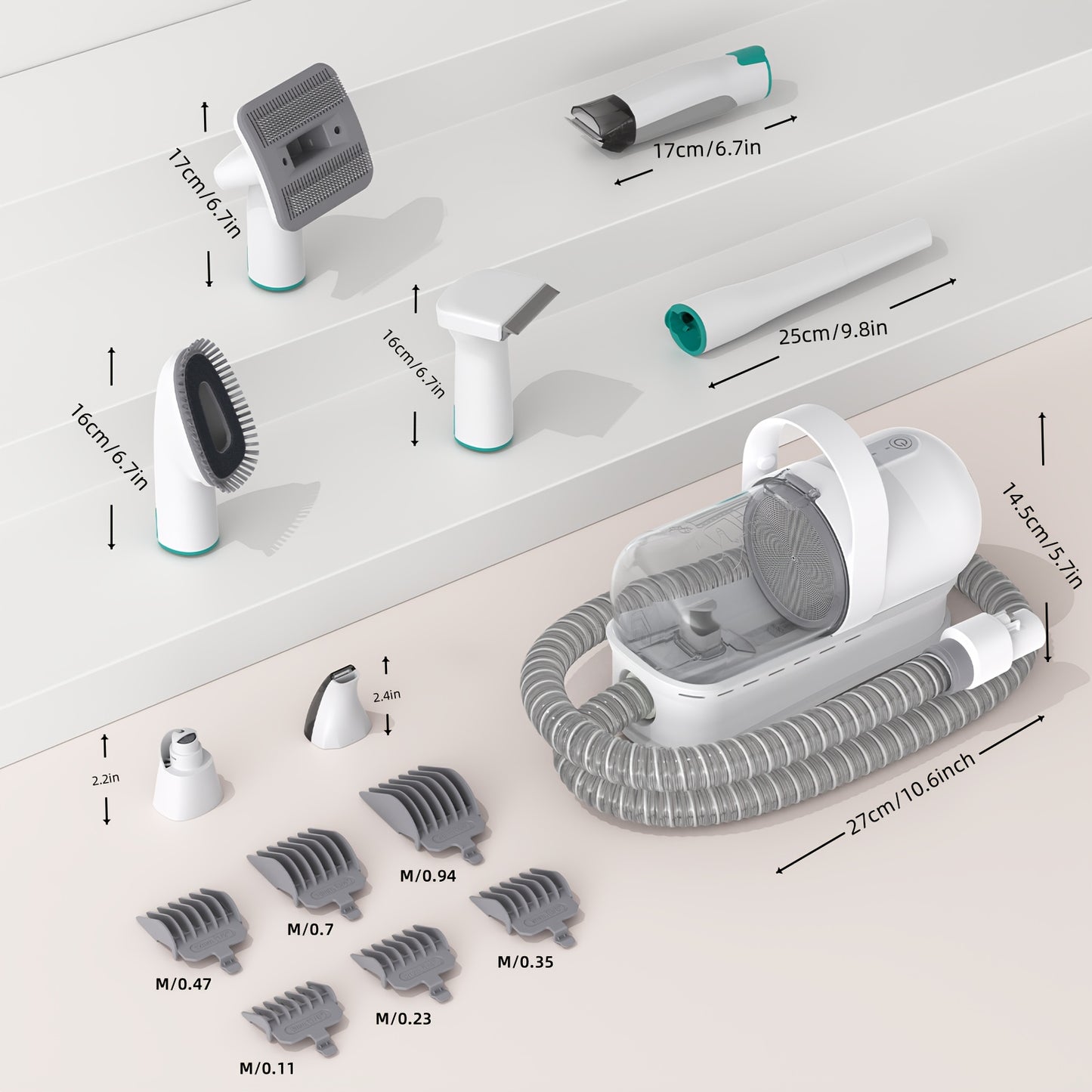 All-in-1 Pet Grooming Vacuum - 17-Piece Kit for Mess-Free Hair & Nail Care at Home, Low Noise for Dogs/Cats