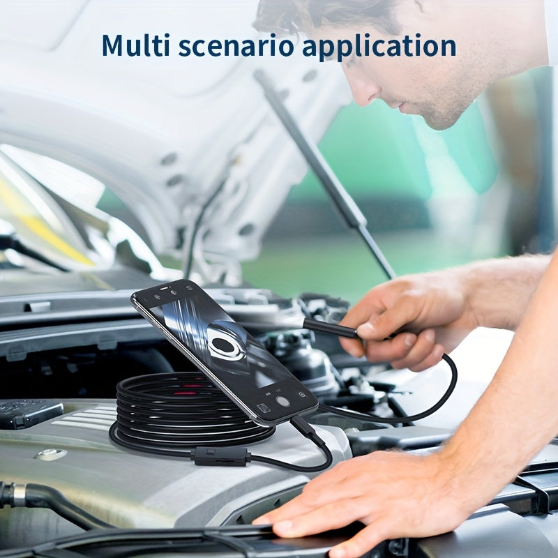 HD Endoscope Camera for iPhone Android - 1920P IP67 Waterproof Borescope with 8 LEDs, 16.5ft Semi-Rigid Cable