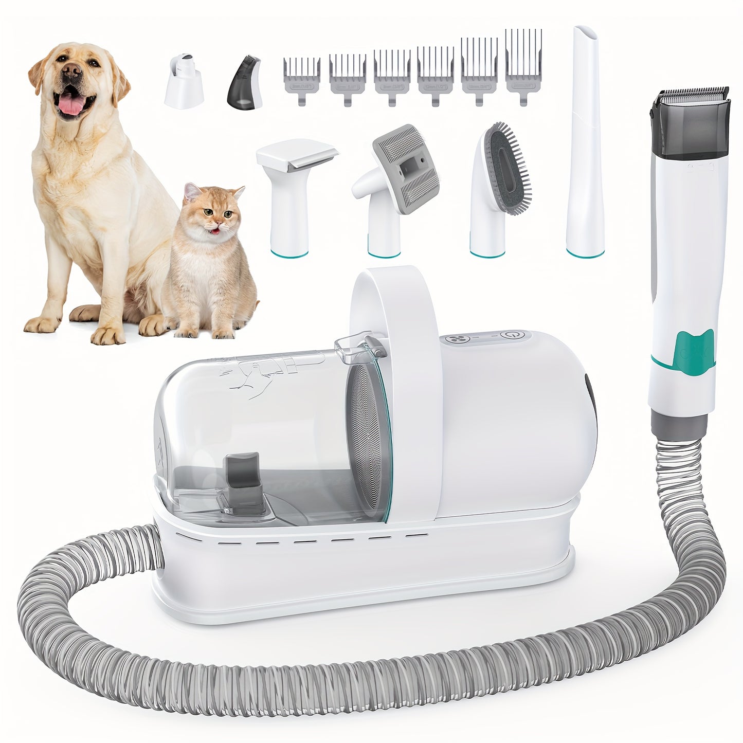 All-in-1 Pet Grooming Vacuum - 17-Piece Kit for Mess-Free Hair & Nail Care at Home, Low Noise for Dogs/Cats