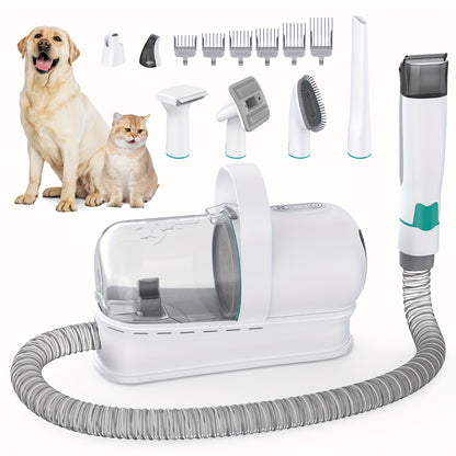 All-in-1 Pet Grooming Vacuum - 17-Piece Kit for Mess-Free Hair & Nail Care at Home, Low Noise for Dogs/Cats