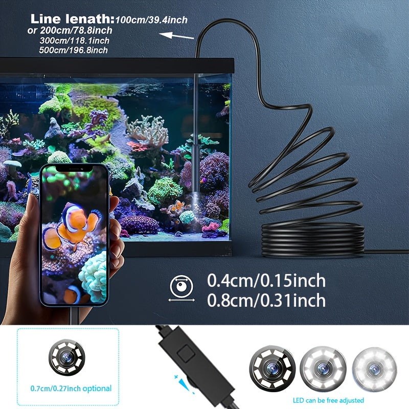 HD Endoscope Camera for iPhone Android - 1920P IP67 Waterproof Borescope with 8 LEDs, 16.5ft Semi-Rigid Cable
