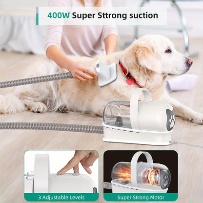 All-in-1 Pet Grooming Vacuum - 17-Piece Kit for Mess-Free Hair & Nail Care at Home, Low Noise for Dogs/Cats