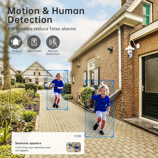 2K 3MP Bulb Security Camera - All-in-One AI 360° PTZ with E27 Base, 2.4G Wi-Fi & 2-Way Audio