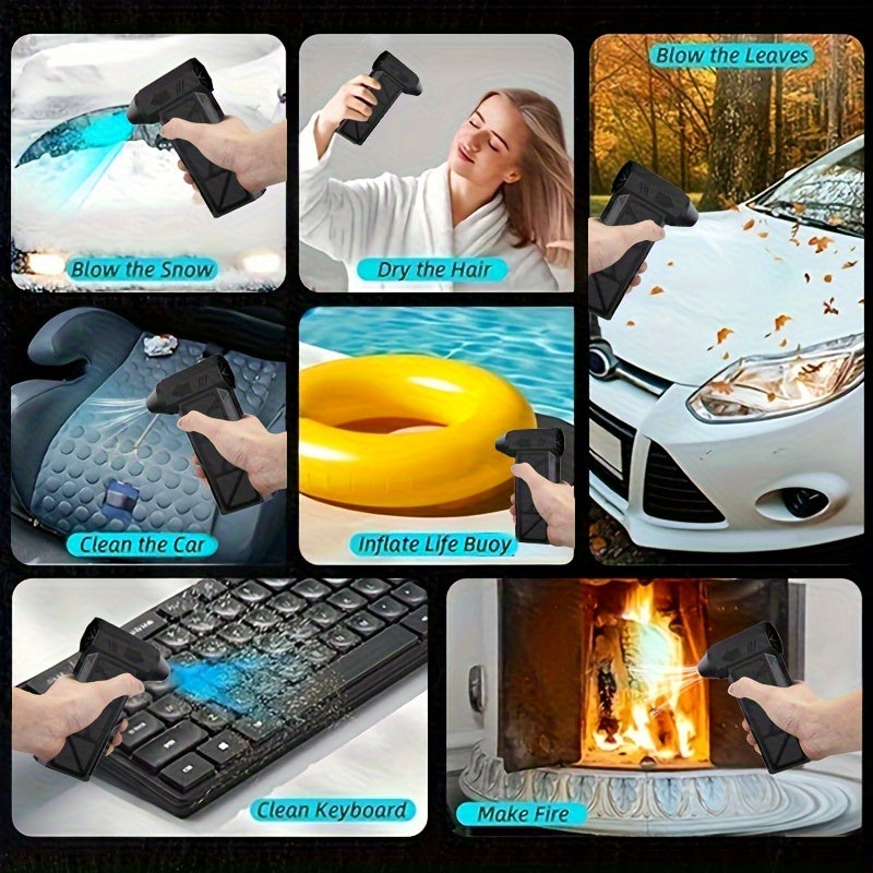 2-in-1 Cordless Turbo Blower - 30W High-Speed Fan for Car Dust Cleaning & Portable Camping Air Circulation