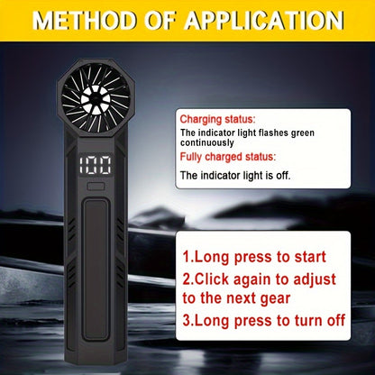2-in-1 Cordless Turbo Blower - 30W High-Speed Fan for Car Dust Cleaning & Portable Camping Air Circulation