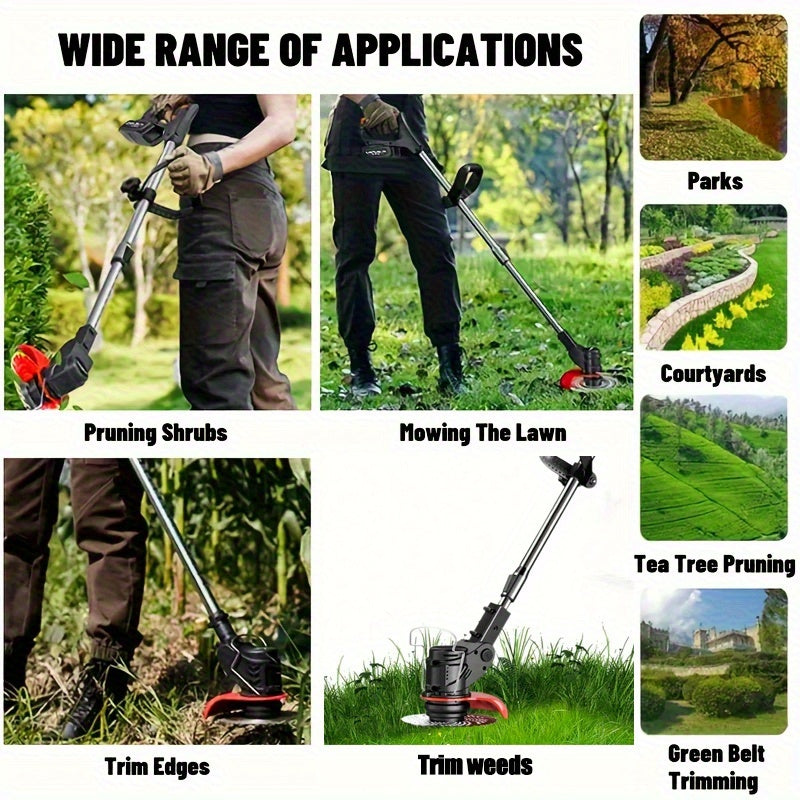 3-in-1 Cordless Lawn Mower - Lightweight Portable Electric Tool for Small Gardens, Trimming & Edging