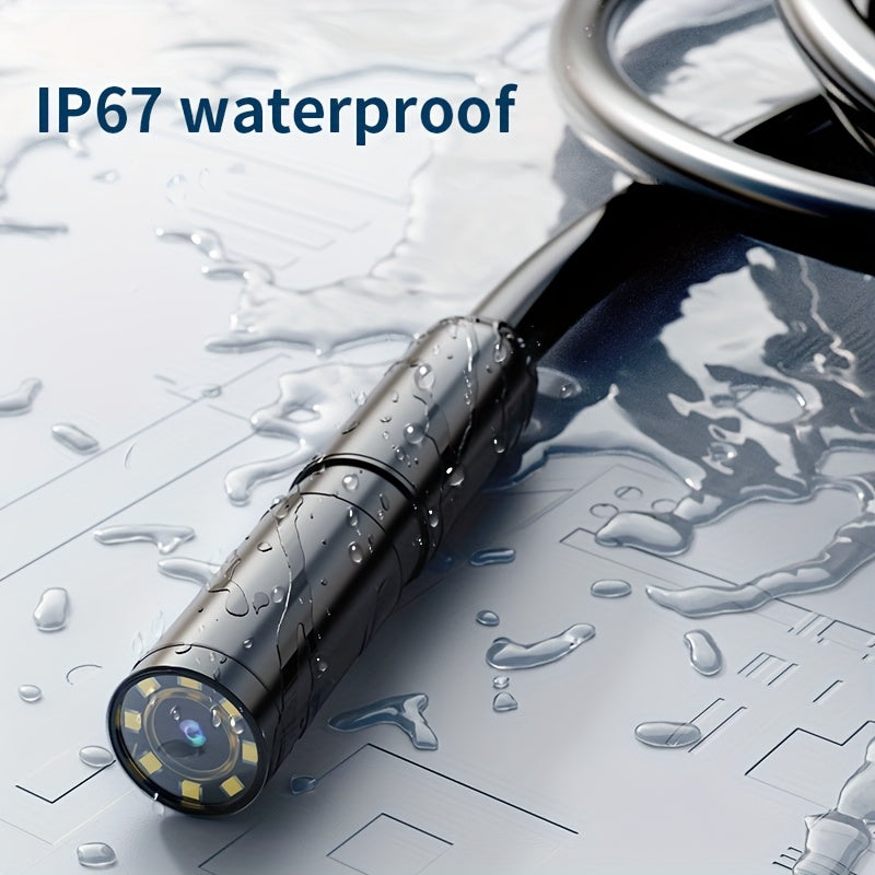 HD Endoscope Camera for iPhone Android - 1920P IP67 Waterproof Borescope with 8 LEDs, 16.5ft Semi-Rigid Cable