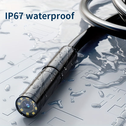 HD Endoscope Camera for iPhone Android - 1920P IP67 Waterproof Borescope with 8 LEDs, 16.5ft Semi-Rigid Cable