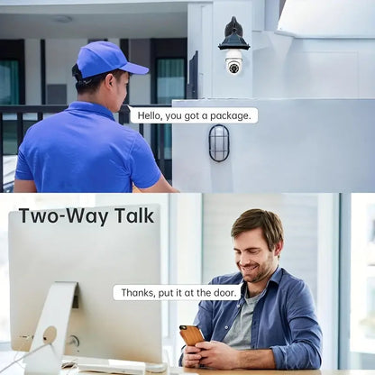 2K 3MP Bulb Security Camera - All-in-One AI 360° PTZ with E27 Base, 2.4G Wi-Fi & 2-Way Audio