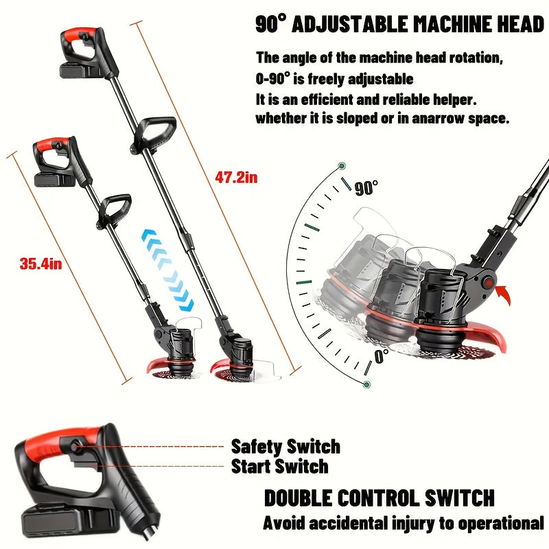 3-in-1 Cordless Lawn Mower - Lightweight Portable Electric Tool for Small Gardens, Trimming & Edging