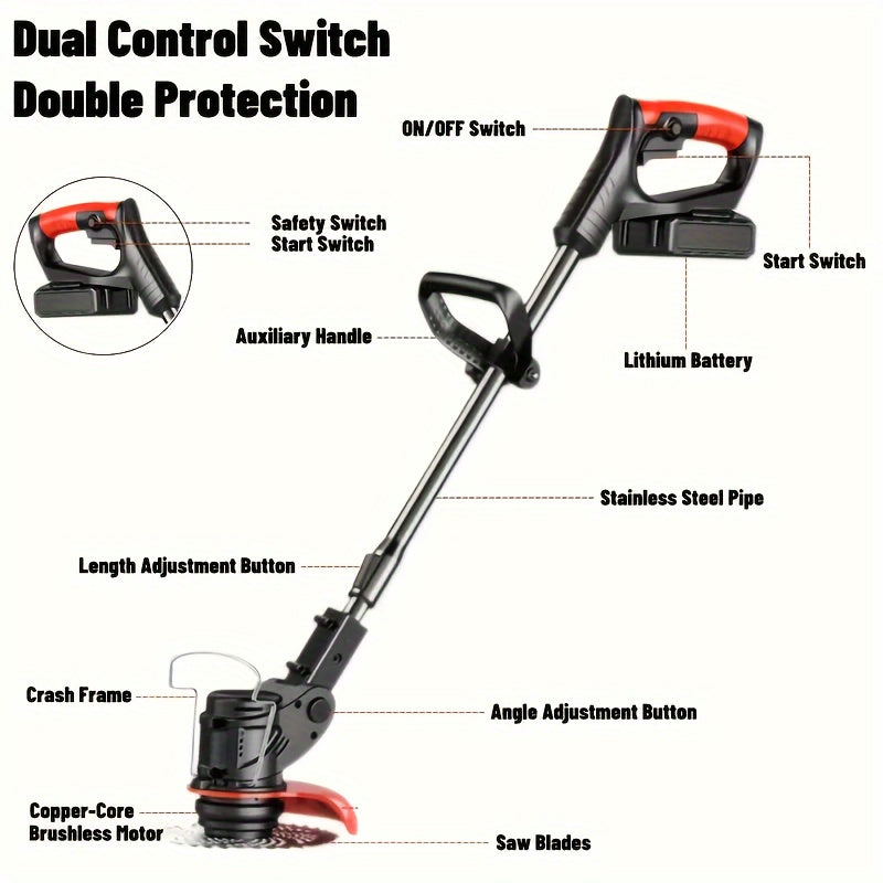 3-in-1 Cordless Lawn Mower - Lightweight Portable Electric Tool for Small Gardens, Trimming & Edging