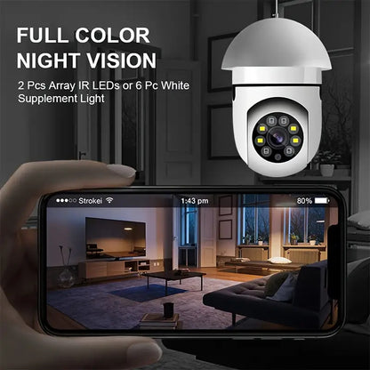 2K 3MP Bulb Security Camera - All-in-One AI 360° PTZ with E27 Base, 2.4G Wi-Fi & 2-Way Audio