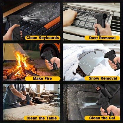 2-in-1 Cordless Turbo Blower - 30W High-Speed Fan for Car Dust Cleaning & Portable Camping Air Circulation