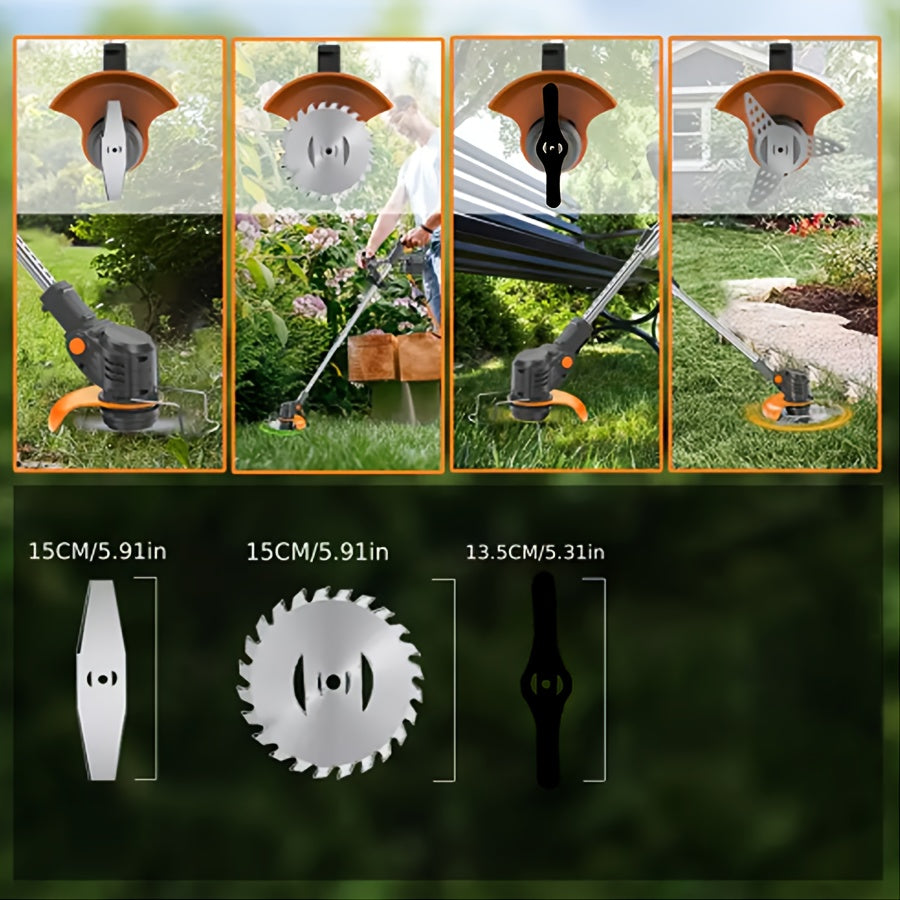 3-in-1 Cordless Lawn Mower - Lightweight Portable Electric Tool for Small Gardens, Trimming & Edging
