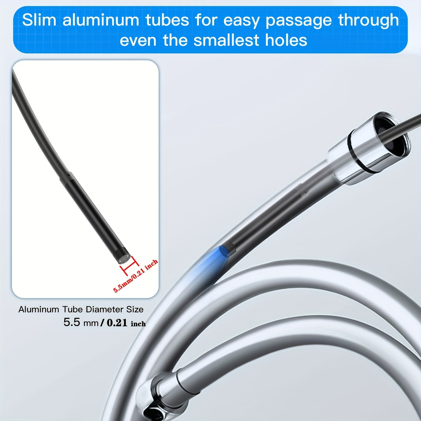HD Endoscope Camera for iPhone Android - 1920P IP67 Waterproof Borescope with 8 LEDs, 16.5ft Semi-Rigid Cable