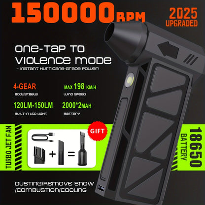 2-in-1 Cordless Turbo Blower - 30W High-Speed Fan for Car Dust Cleaning & Portable Camping Air Circulation