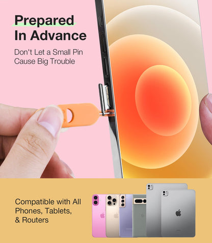 3-Pack SIM Ejector Tool Kit with Storage Case - Compatible with iPhone, Samsung, iPad & All Cell Phones