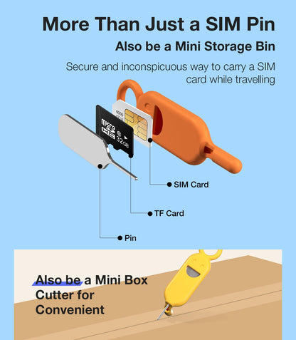 3-Pack SIM Ejector Tool Kit with Storage Case - Compatible with iPhone, Samsung, iPad & All Cell Phones
