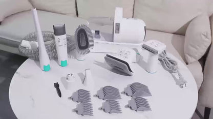 All-in-1 Pet Grooming Vacuum - 17-Piece Kit for Mess-Free Hair & Nail Care at Home, Low Noise for Dogs/Cats